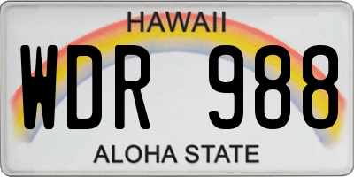 HI license plate WDR988