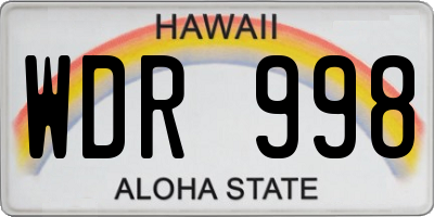 HI license plate WDR998