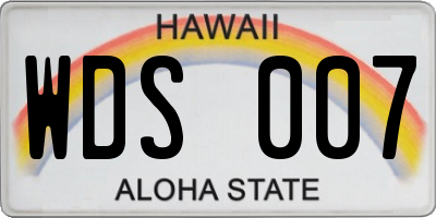 HI license plate WDS007