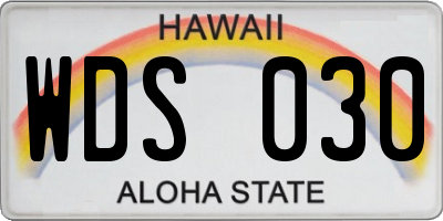 HI license plate WDS030