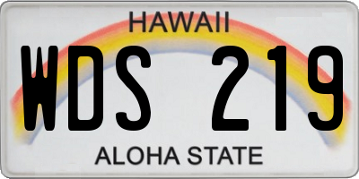 HI license plate WDS219