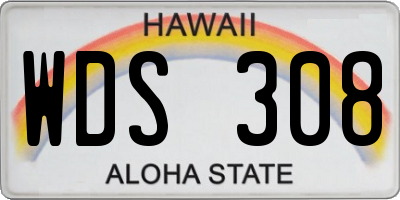 HI license plate WDS308