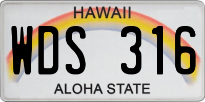 HI license plate WDS316
