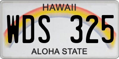HI license plate WDS325