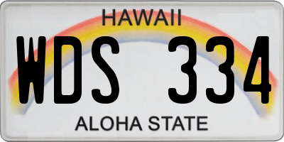 HI license plate WDS334