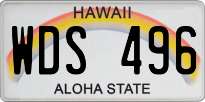 HI license plate WDS496