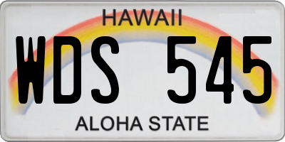HI license plate WDS545