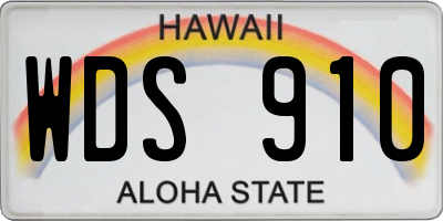 HI license plate WDS910