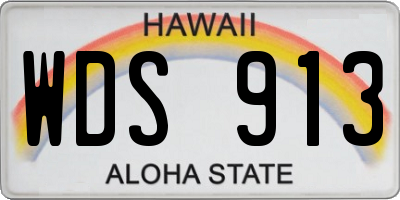 HI license plate WDS913