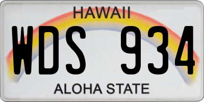 HI license plate WDS934
