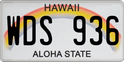 HI license plate WDS936