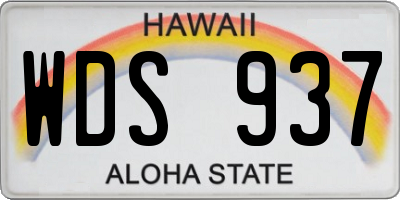 HI license plate WDS937