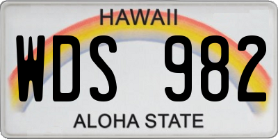 HI license plate WDS982