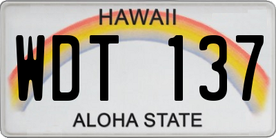 HI license plate WDT137