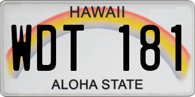 HI license plate WDT181