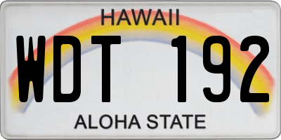 HI license plate WDT192