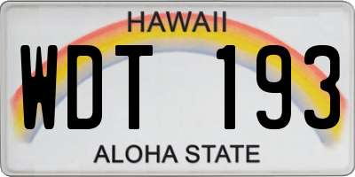 HI license plate WDT193