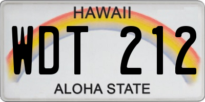 HI license plate WDT212