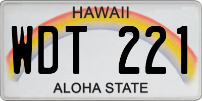 HI license plate WDT221