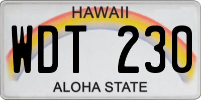 HI license plate WDT230
