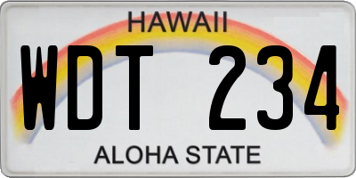 HI license plate WDT234