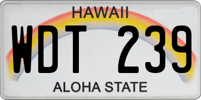 HI license plate WDT239