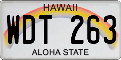 HI license plate WDT263