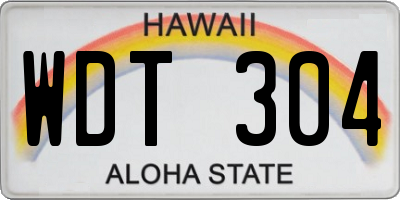 HI license plate WDT304