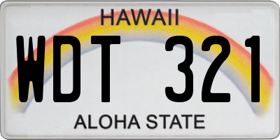 HI license plate WDT321