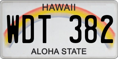HI license plate WDT382