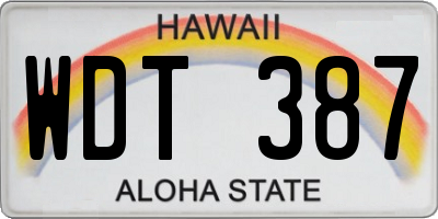 HI license plate WDT387