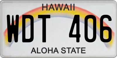 HI license plate WDT406