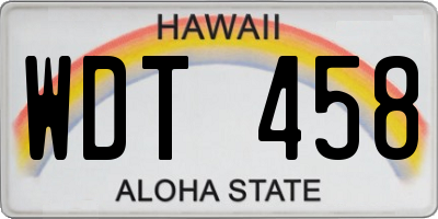 HI license plate WDT458