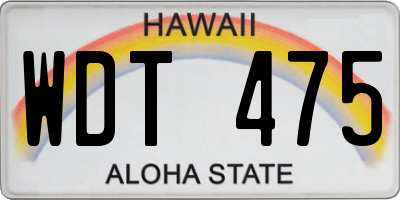 HI license plate WDT475