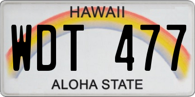 HI license plate WDT477