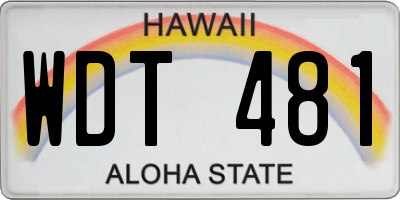 HI license plate WDT481
