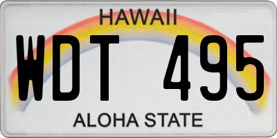HI license plate WDT495