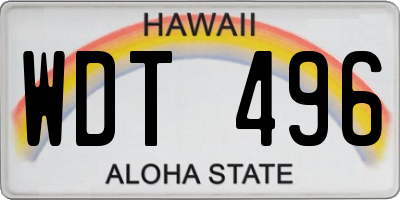 HI license plate WDT496