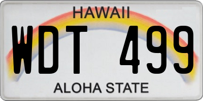 HI license plate WDT499