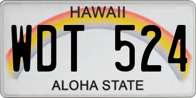HI license plate WDT524