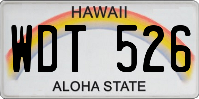 HI license plate WDT526