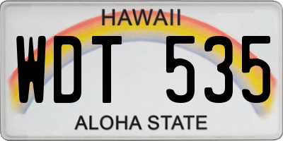 HI license plate WDT535
