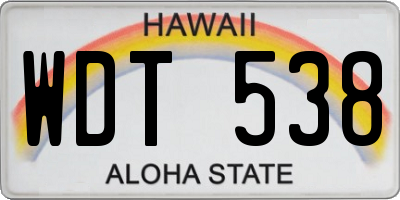 HI license plate WDT538