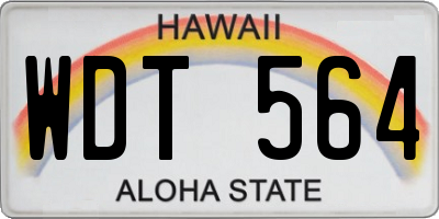 HI license plate WDT564