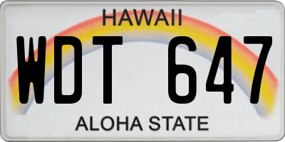 HI license plate WDT647