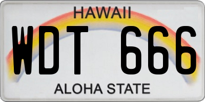 HI license plate WDT666