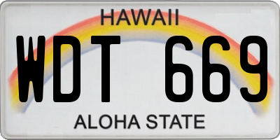 HI license plate WDT669