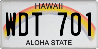 HI license plate WDT701