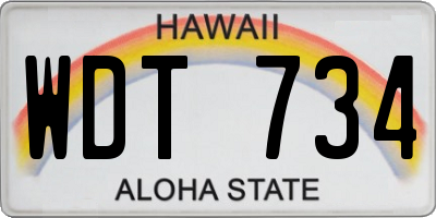 HI license plate WDT734