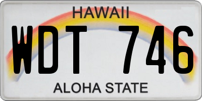 HI license plate WDT746